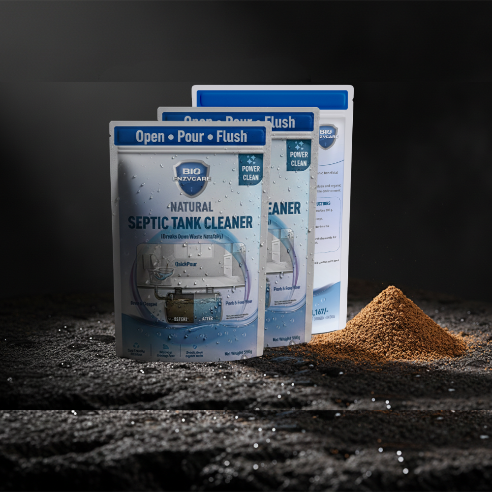 BioEnzyCare Septic Tank Cleaning Powder – Fights Odour & Sludge (500g x 3 Packs)