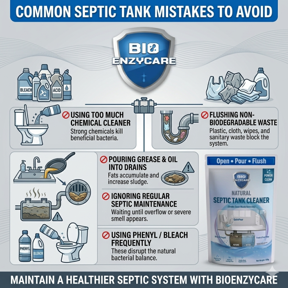 BioEnzyCare Septic Tank Cleaning Powder – Fights Odour & Sludge (500g x 3 Packs)